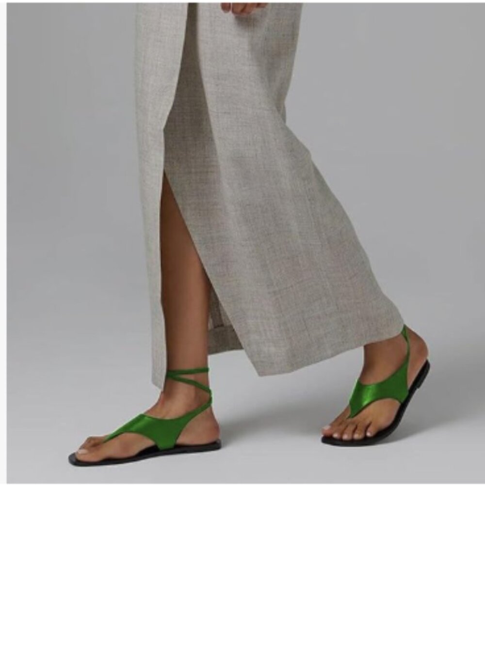 FSJ Green Open Round Toe Flat Sandals with Ankle Strap Flip Flops Thong Sandals